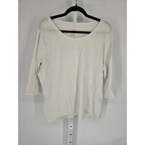 Cj Banks Women's White 3/4 Sleeve Scoop Neck Cotton Casual Top Size 2X